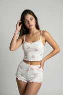 Cherry Ribbed Pajama Set - white moonhaven