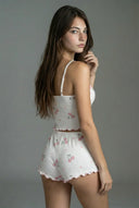 Cherry Ribbed Pajama Set - white moonhaven